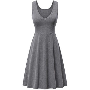 V-Neck Sleeveless Flare Dress