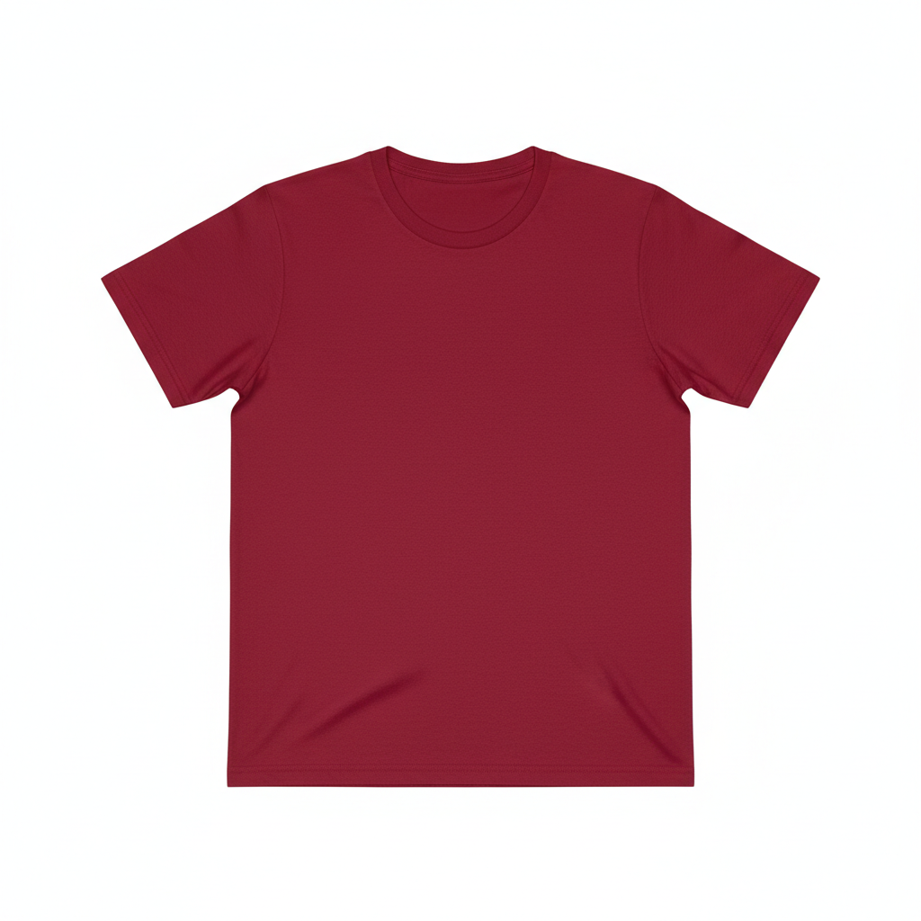 A vibrant red t-shirt on a white background